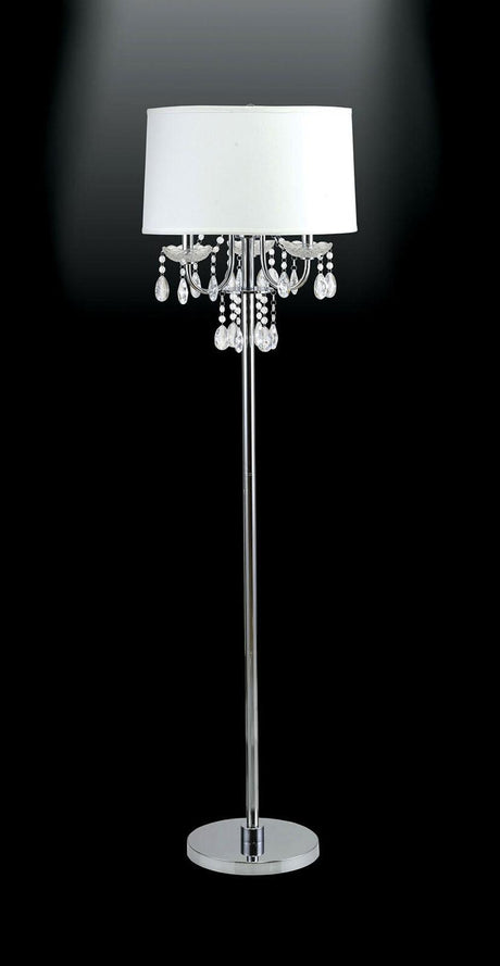 Jada Chrome/White Floor Lamp by Furniture of America at Eve Furniture