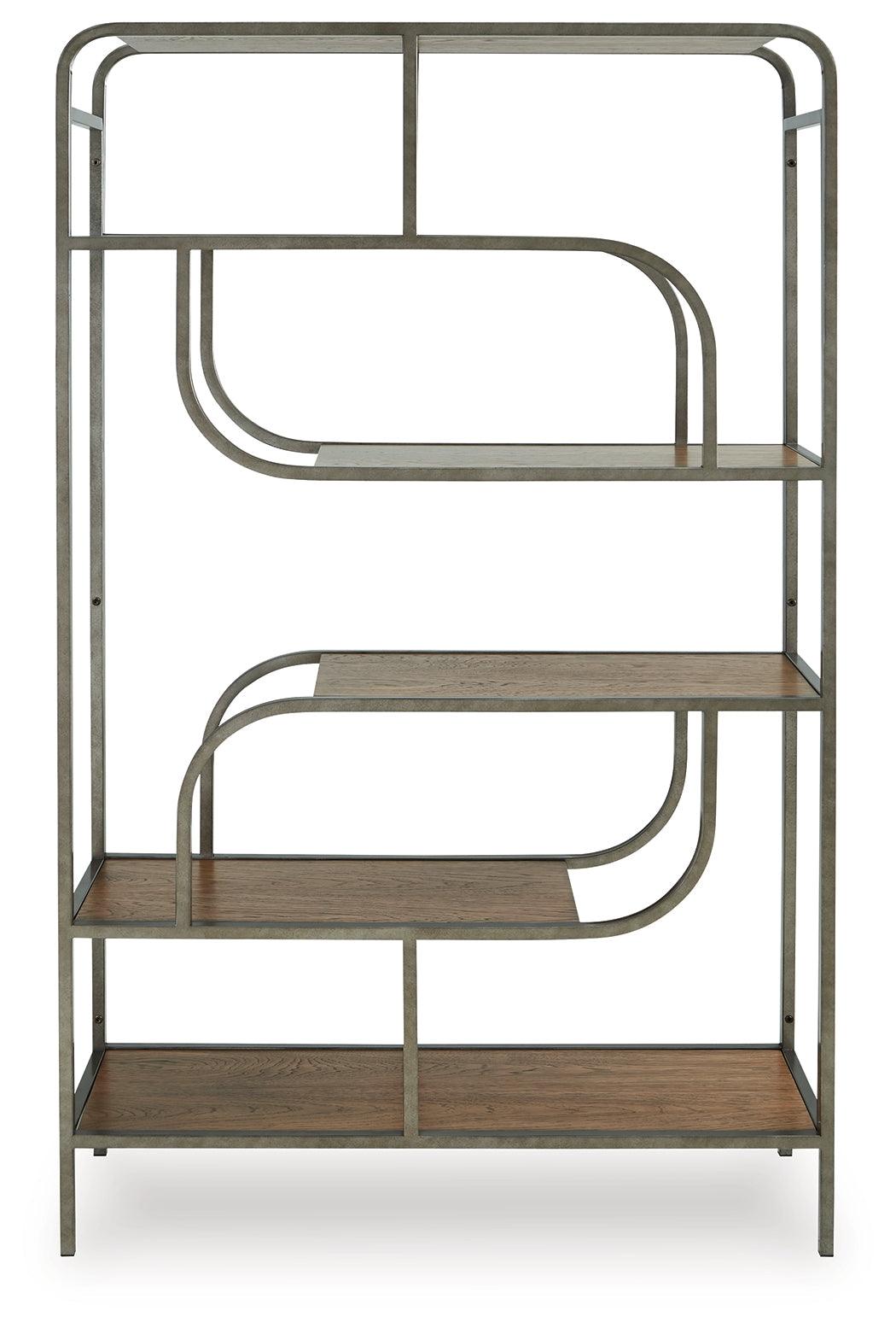 Jaddon Brown/Antique Silver Bookcase by Ashley at Eve Furniture