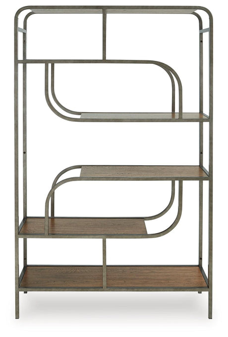 Jaddon Brown/Antique Silver Bookcase by Ashley at Eve Furniture