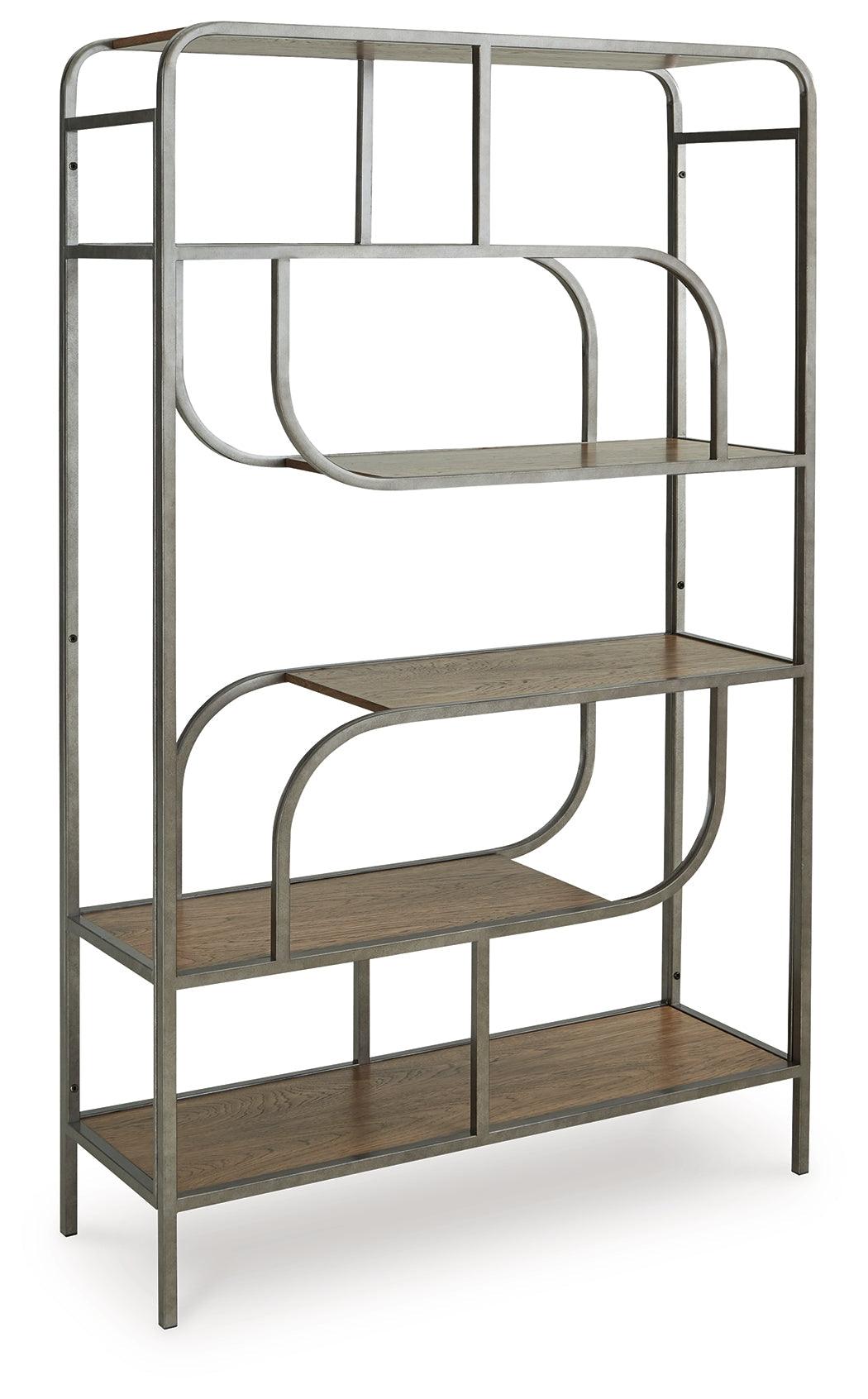 Jaddon Brown/Antique Silver Bookcase by Ashley at Eve Furniture