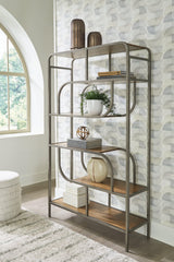 Jaddon Brown/Antique Silver Bookcase by Ashley at Eve Furniture