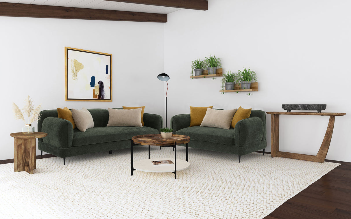 Jade Green Chenille Upholstered 2-Piece Living Room Set by Coaster at Eve Furniture
