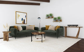 Jade Green Chenille Upholstered 2-Piece Living Room Set by Coaster at Eve Furniture
