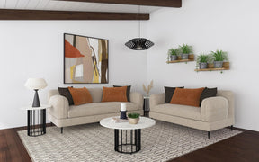Jade Latte 2-Piece Chenille Upholstered Sofa Set by Coaster at Eve Furniture