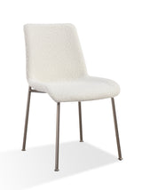 Jade Upholstered Dining Chair in Cottage Cheese Boucle and Brushed Nickel Metal (Set of 2) by Modus Furniture at Eve Furniture