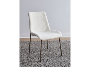 Jade Upholstered Dining Chair in Cottage Cheese Boucle and Brushed Nickel Metal (Set of 2) by Modus Furniture at Eve Furniture