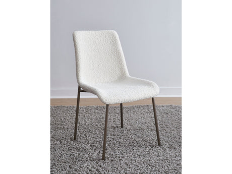Jade Upholstered Dining Chair in Cottage Cheese Boucle and Brushed Nickel Metal (Set of 2) by Modus Furniture at Eve Furniture