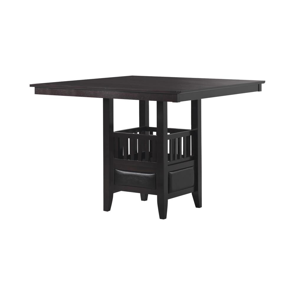 Jaden Espresso Square Counter Height Table with Storage