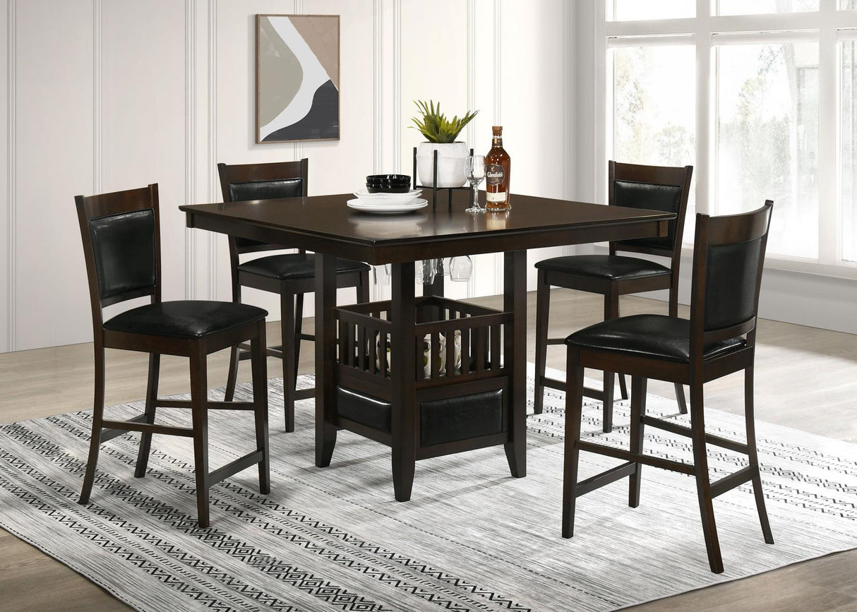 Jaden Cappuccino 5-Piece Transitional Counter Height Dining Set