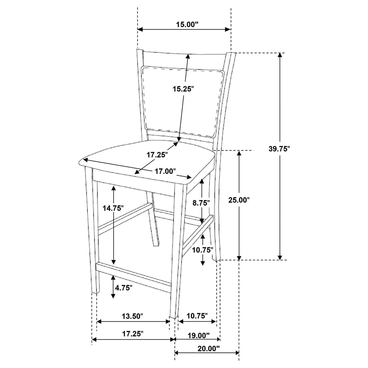 Jaden Cappuccino 5-Piece Transitional Counter Height Dining Set