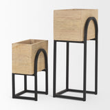 Jadine Set of 2 Beige Wood w/ Black Metal Arch Frames by Mercana at Eve Furniture