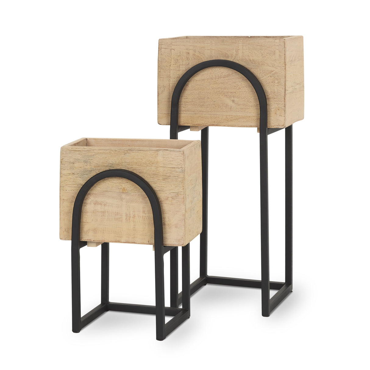Jadine Set of 2 Beige Wood w/ Black Metal Arch Frames by Mercana at Eve Furniture