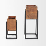 Jadine Set of 2 Medium Brown Wood w/ Black Metal Rectangle Frames by Mercana at Eve Furniture