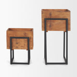 Jadine Set of 2 Medium Brown Wood w/ Black Metal Rectangle Frames by Mercana at Eve Furniture