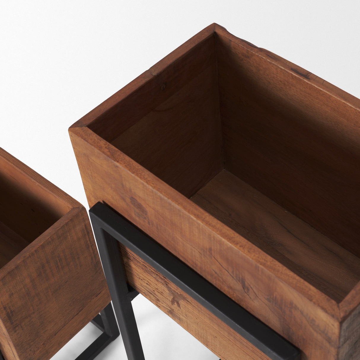 Jadine Set of 2 Medium Brown Wood w/ Black Metal Rectangle Frames by Mercana at Eve Furniture