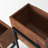 Jadine Set of 2 Medium Brown Wood w/ Black Metal Rectangle Frames by Mercana at Eve Furniture
