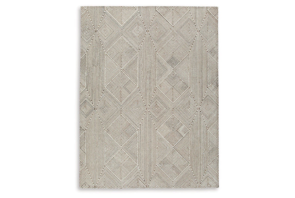 Jadott Beige/Brown Large Rug by Ashley at Eve Furniture