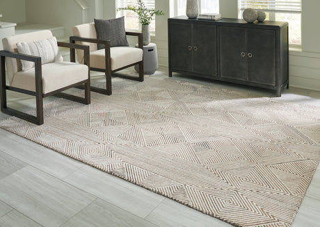 Jadott Beige/Brown Large Rug by Ashley at Eve Furniture