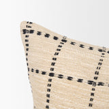 Jaela Beige and Black Striped Checkered Decorative Square Pillow Cover by Mercana at Eve Furniture