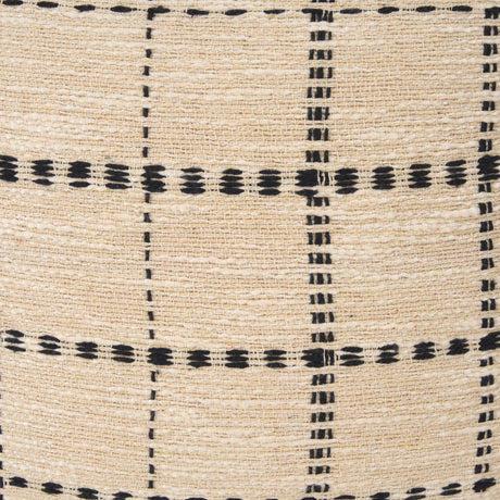 Jaela Beige and Black Striped Checkered Decorative Square Pillow Cover by Mercana at Eve Furniture