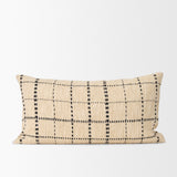 Jaela Beige and Black Striped Lumbar Pillow Cover w/Down Filler, Set of 2 by Mercana at Eve Furniture