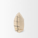 Jaela Beige and Black Striped Lumbar Pillow Cover w/Down Filler, Set of 2 by Mercana at Eve Furniture