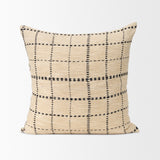 Jaela Beige/Black Striped Checkered Square Throw Pillow Cover w/Down Filler, Set of 2 by Mercana at Eve Furniture