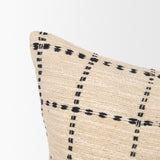 Jaela Beige/Black Striped Checkered Square Throw Pillow Cover w/Down Filler, Set of 2 by Mercana at Eve Furniture