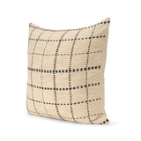 Jaela Beige/Black Striped Checkered Square Throw Pillow Cover w/Down Filler, Set of 2 by Mercana at Eve Furniture
