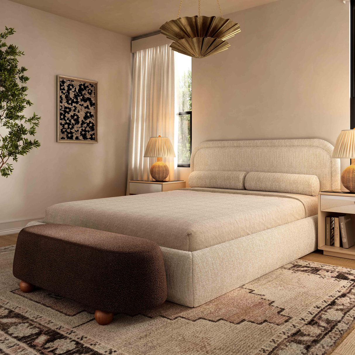 Jaine Boucle Large Ottoman by TOV Furniture at Eve Furniture