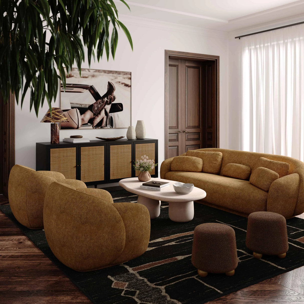 Jaine Boucle Stool by TOV Furniture at Eve Furniture