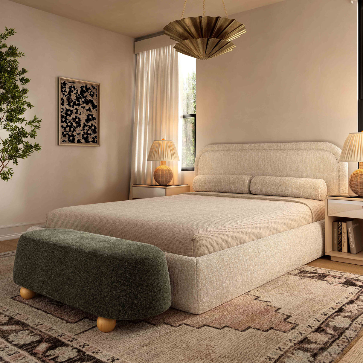 Jaine Loose Mohair Large Ottoman by TOV Furniture at Eve Furniture