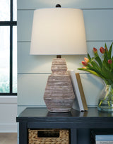 Jairburns Brick Red/White Table Lamp