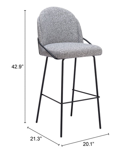 Jambi Barstool Black & White by Zuomod at Eve Furniture