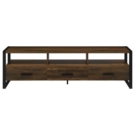 James 3-drawer Composite Wood 71" TV Stand Dark Pine