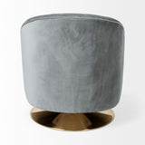 James II Gray Blue Velvet Covered Seat w Gold Swivel Base Accent Chair by Mercana at Eve Furniture