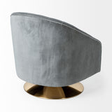 James II Gray Blue Velvet Covered Seat w Gold Swivel Base Accent Chair by Mercana at Eve Furniture