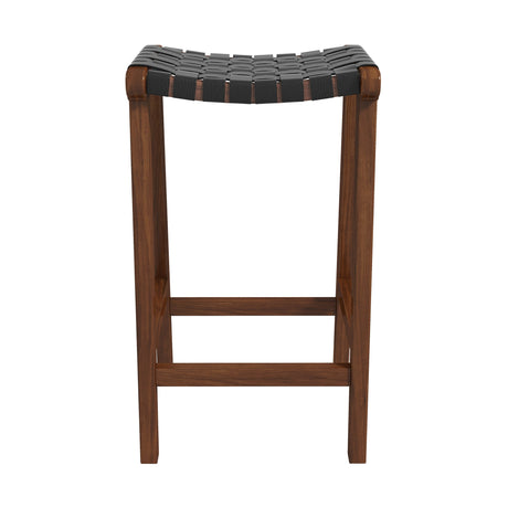 James Mid-Century Modern Genuine Black Leather 24.5" Counter Stool by Ashcroft Furniture at Eve Furniture