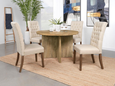Jamestown Mango Brown Round Engineered Wood Dining Table with Decorative Laminate by Coaster at Eve Furniture