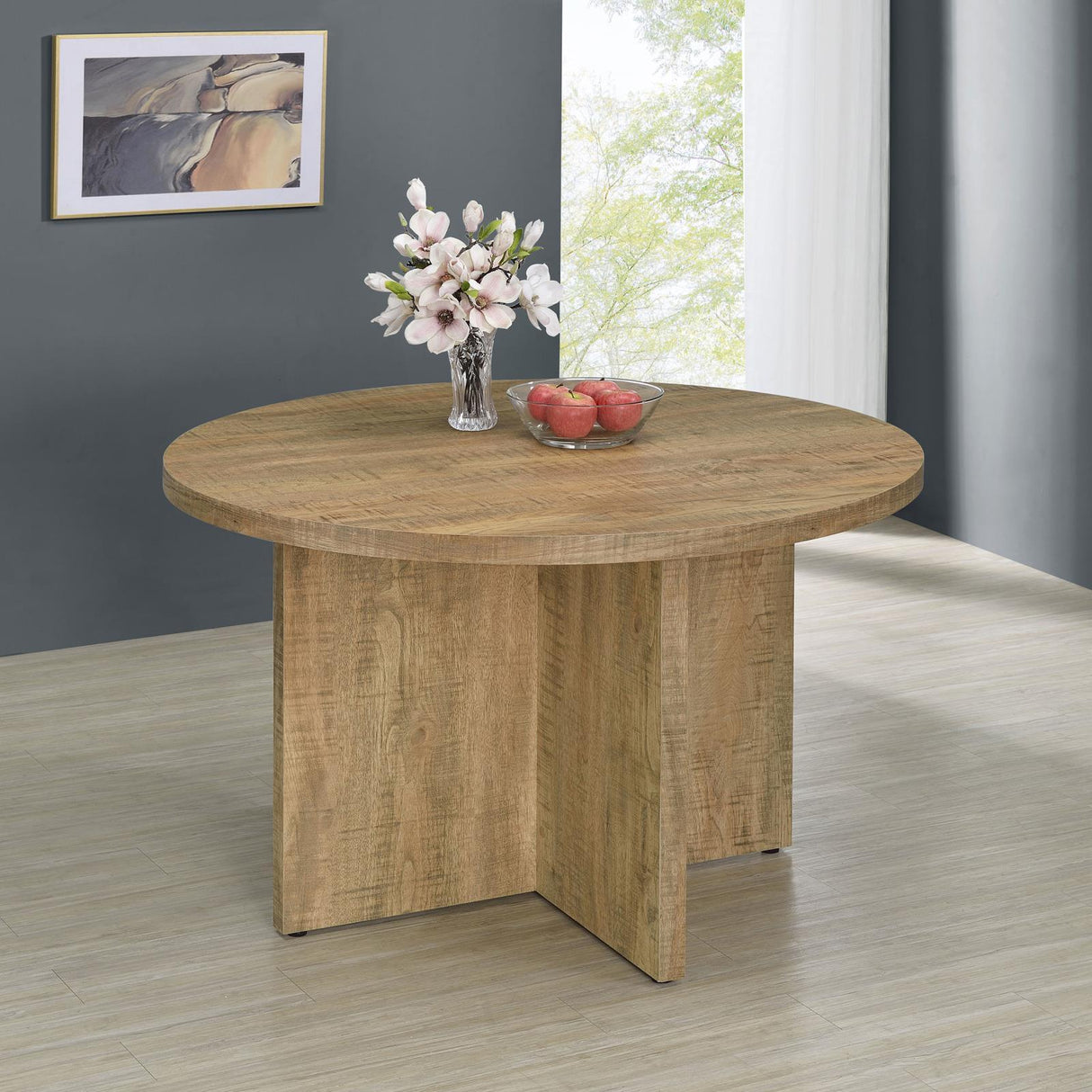 Jamestown Mango Brown Round Engineered Wood Dining Table with Decorative Laminate by Coaster at Eve Furniture