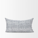 Janelle Cream w/ Indigo Print Linen Lumbar Decorative Pillow Cover by Mercana at Eve Furniture