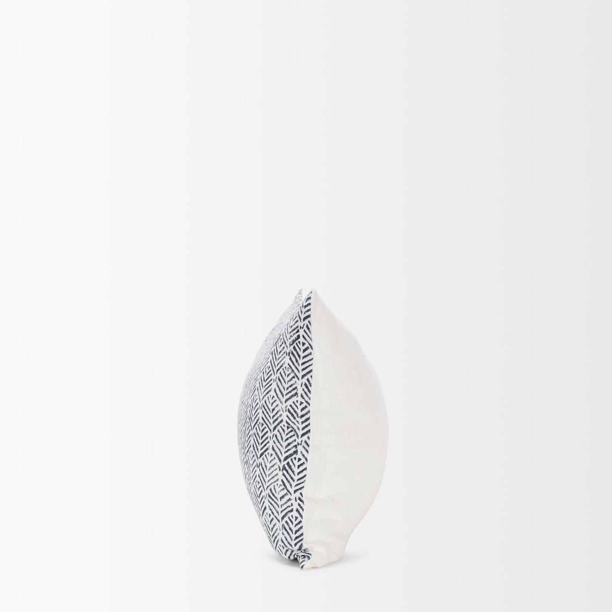 Janelle Cream w/ Indigo Print Linen Lumbar Decorative Pillow Cover by Mercana at Eve Furniture