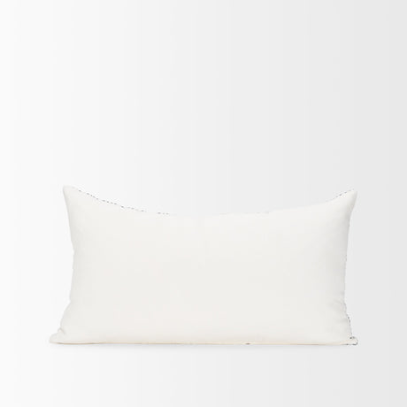 Janelle Cream w/ Indigo Print Linen Lumbar Decorative Pillow Cover by Mercana at Eve Furniture