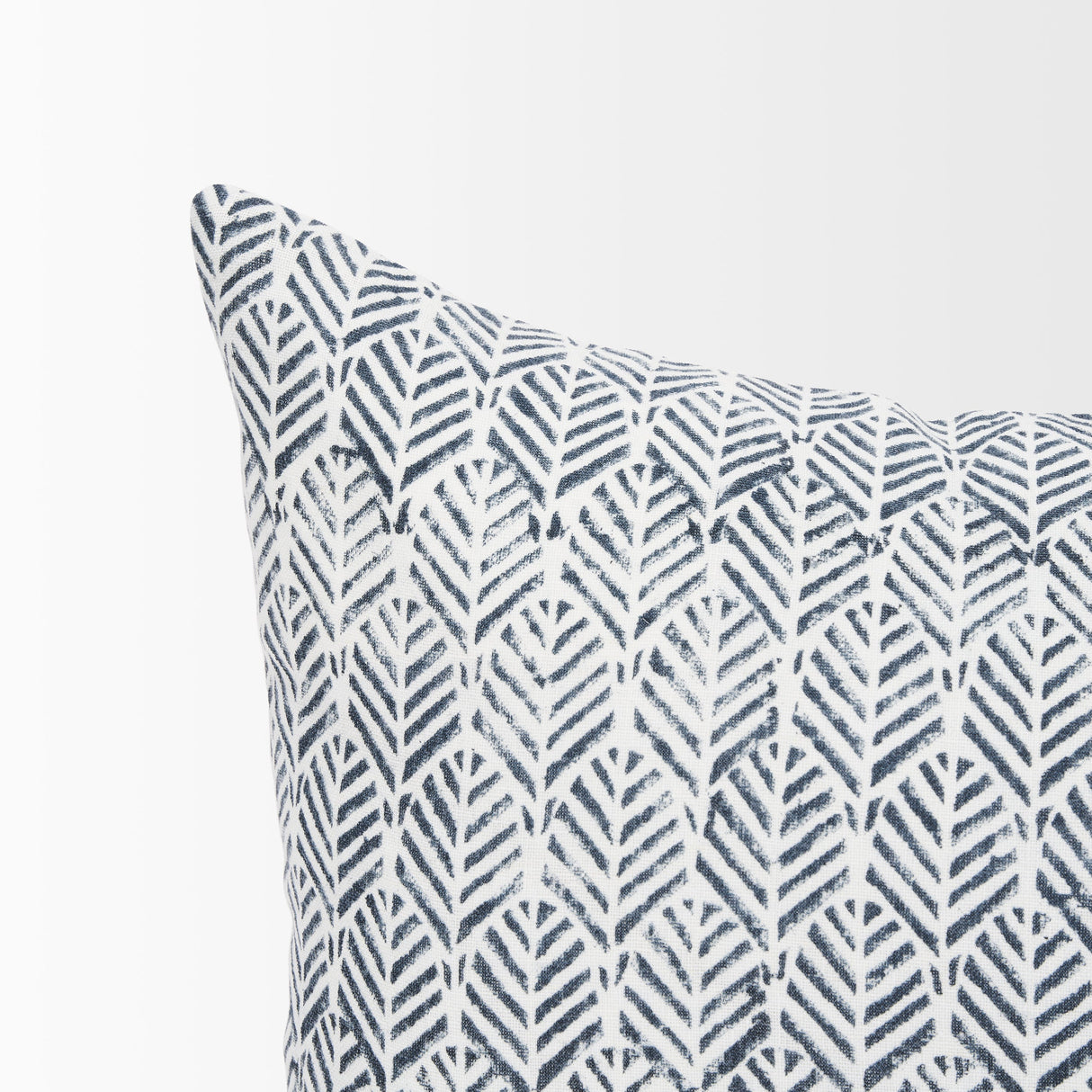 Janelle Cream w/ Indigo Print Linen Lumbar Decorative Pillow Cover by Mercana at Eve Furniture