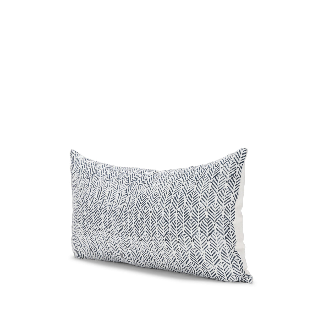 Janelle Cream w/ Indigo Print Linen Lumbar Decorative Pillow Cover by Mercana at Eve Furniture