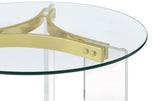 Janessa Clear and Matte Brass Round Glass Top End Table With Acrylic Legs by Coaster at Eve Furniture