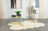 Janessa Clear and Matte Brass Round Glass Top End Table With Acrylic Legs by Coaster at Eve Furniture