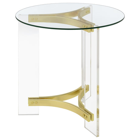 Janessa Matte Brass 2-Piece Acrylic Coffee and End Table Set by Coaster at Eve Furniture