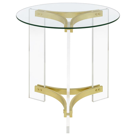 Janessa Matte Brass 2-Piece Acrylic Coffee and End Table Set by Coaster at Eve Furniture