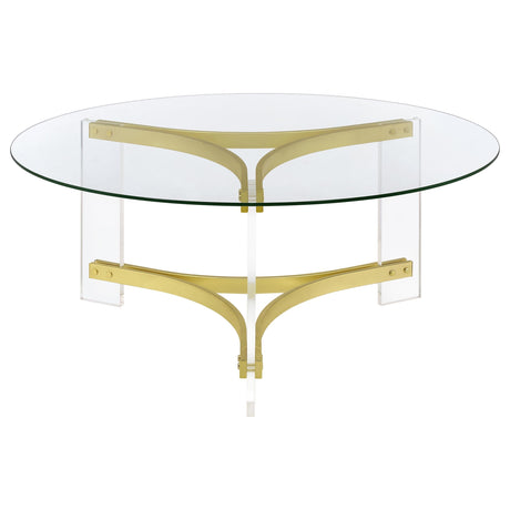 Janessa Matte Brass 3-Piece Acrylic Coffee and End Table Set by Coaster at Eve Furniture